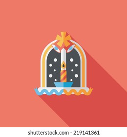 Christmas candle flat icon with long shadow,eps10