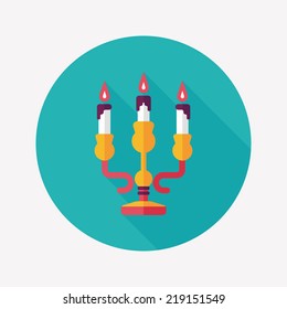 Christmas candle flat icon with long shadow,eps10