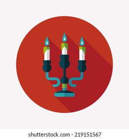 Christmas candle flat icon with long shadow,eps10