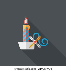Christmas candle flat icon with long shadow,eps10