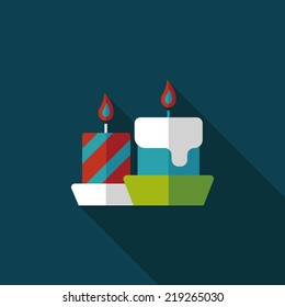Christmas candle flat icon with long shadow,eps10