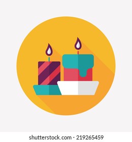 Christmas candle flat icon with long shadow,eps10