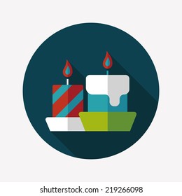 Christmas candle flat icon with long shadow,eps10