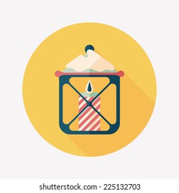 Christmas candle flat icon with long shadow,eps10