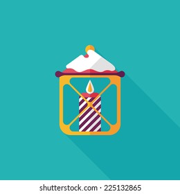 Christmas candle flat icon with long shadow,eps10