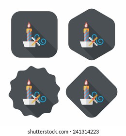 Christmas candle flat icon with long shadow,eps10