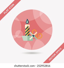 Christmas candle flat icon with long shadow,eps10