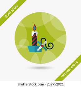 Christmas candle flat icon with long shadow,eps10