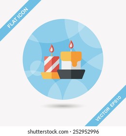 Christmas candle flat icon with long shadow,eps10