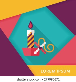 Christmas candle flat icon with long shadow,eps10