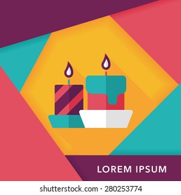 Christmas candle flat icon with long shadow,eps10