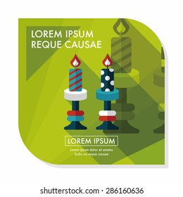 Christmas candle flat icon with long shadow,eps10