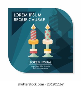 Christmas candle flat icon with long shadow,eps10