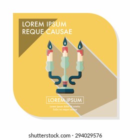 Christmas candle flat icon with long shadow,eps10