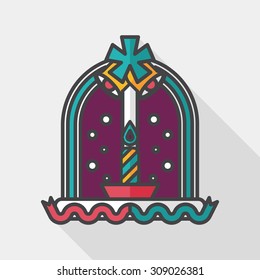 Christmas candle flat icon with long shadow,eps10