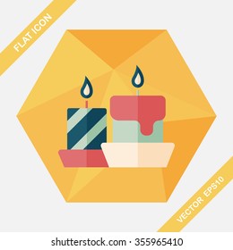 Christmas candle flat icon with long shadow,eps10