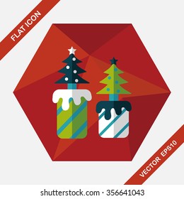 Christmas candle flat icon with long shadow,eps10