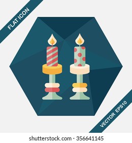 Christmas candle flat icon with long shadow,eps10