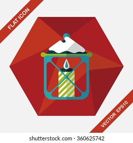 Christmas candle flat icon with long shadow,eps10