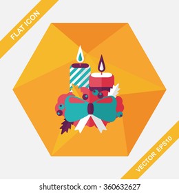 Christmas candle flat icon with long shadow.eps10