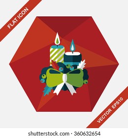 Christmas candle flat icon with long shadow.eps10