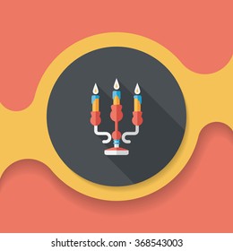 Christmas candle flat icon with long shadow,eps10