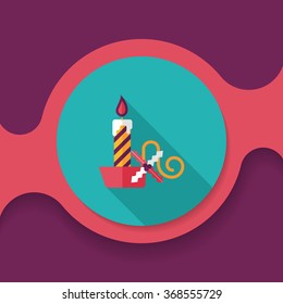 Christmas candle flat icon with long shadow,eps10
