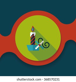 Christmas candle flat icon with long shadow,eps10