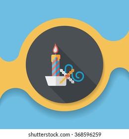 Christmas candle flat icon with long shadow,eps10