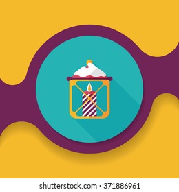Christmas candle flat icon with long shadow,eps10