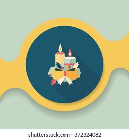 Christmas candle flat icon with long shadow.eps10