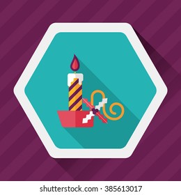 Christmas candle flat icon with long shadow,eps10