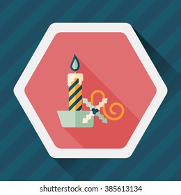 Christmas candle flat icon with long shadow,eps10