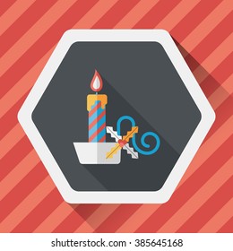 Christmas candle flat icon with long shadow,eps10