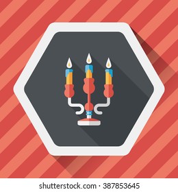 Christmas candle flat icon with long shadow,eps10