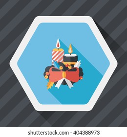 Christmas candle flat icon with long shadow.eps10
