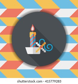 Christmas candle flat icon with long shadow,eps10