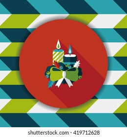 Christmas candle flat icon with long shadow.eps10