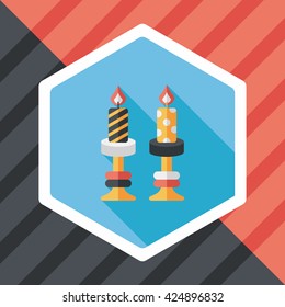 Christmas candle flat icon with long shadow,eps10