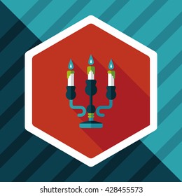 Christmas candle flat icon with long shadow,eps10