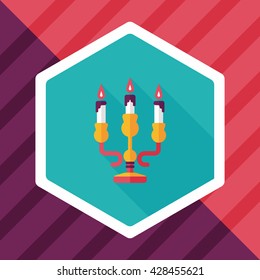 Christmas candle flat icon with long shadow,eps10