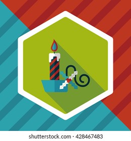 Christmas candle flat icon with long shadow,eps10