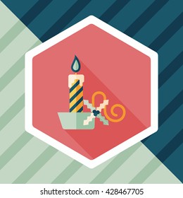 Christmas candle flat icon with long shadow,eps10