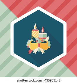 Christmas candle flat icon with long shadow.eps10