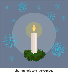 Christmas candle flat vector illustration