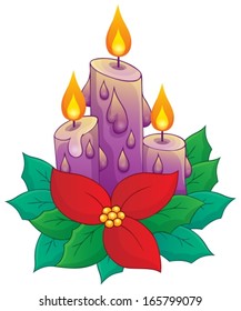 Christmas candle with flower - eps10 vector illustration.