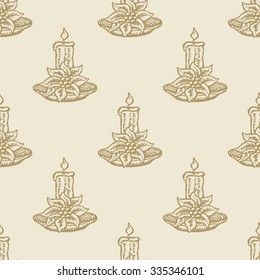 christmas candle flower pattern seamless background