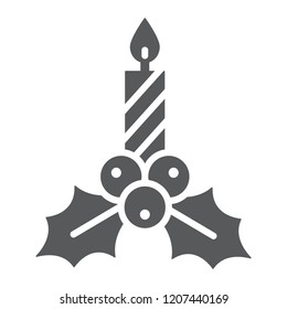 Christmas candle glyph icon, holiday and light, fire sign, vector graphics, a solid pattern on a white background, eps 10.
