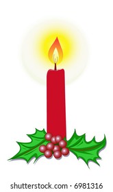 Christmas candle with holly