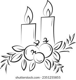 Christmas Candle Holy Light. Advent Wreath for print or use as poster, card, flyer or T Shirt
